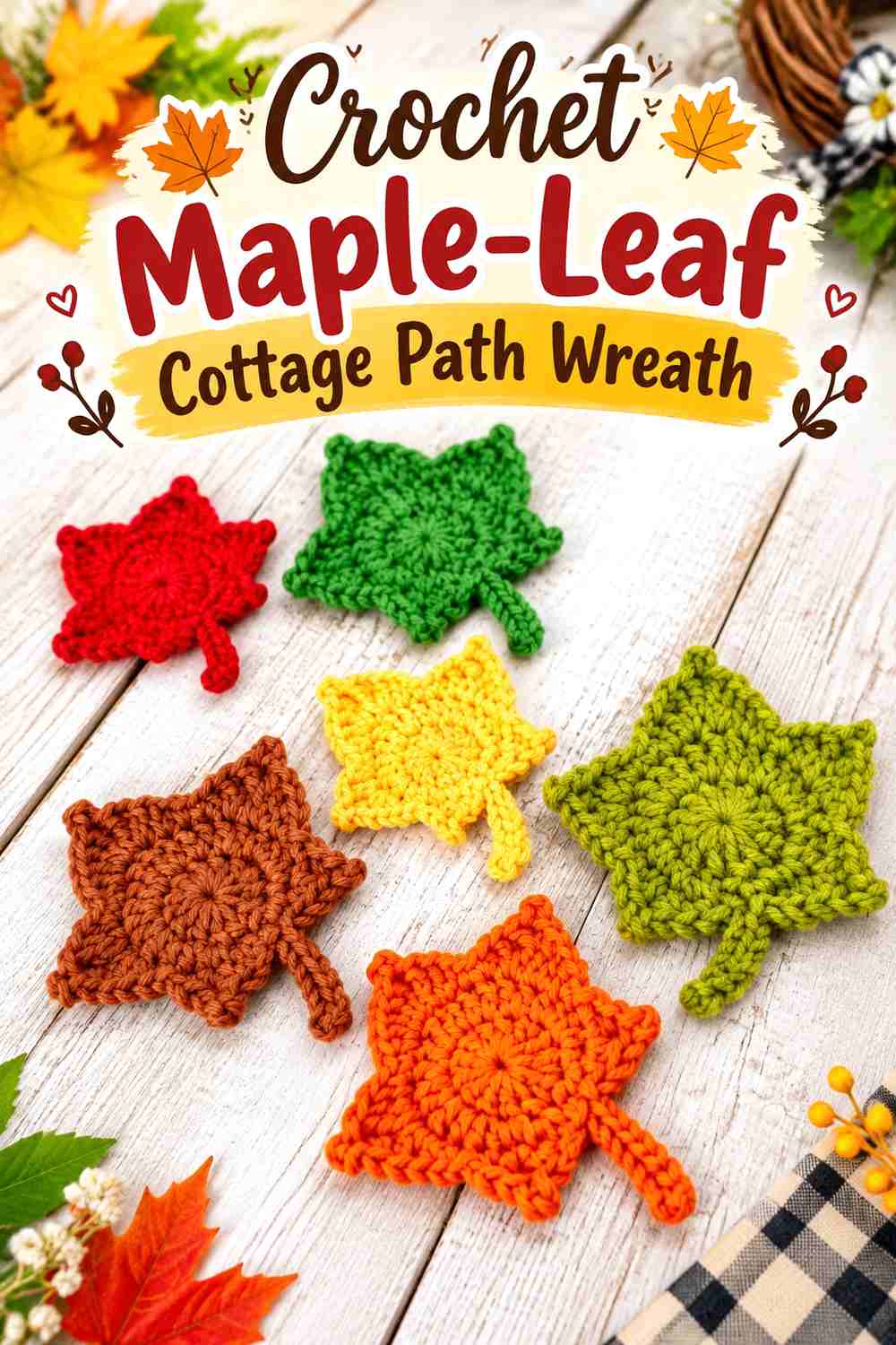 4. Crochet Maple-Leaf Cottage Path Wreath