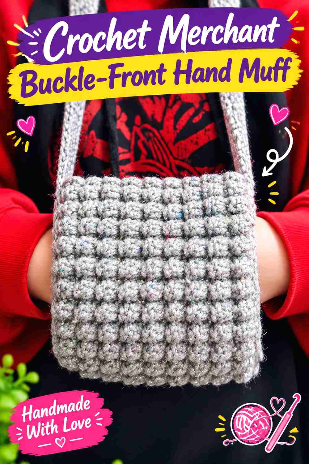 1. Crochet Merchant Buckle-Front Hand Muff