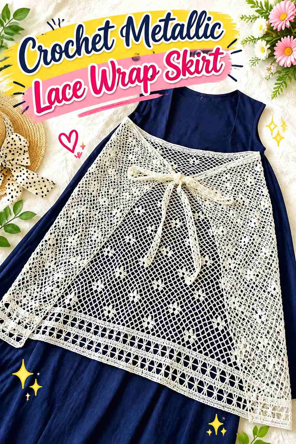 1. Crochet Metallic Lace Wrap Skirt