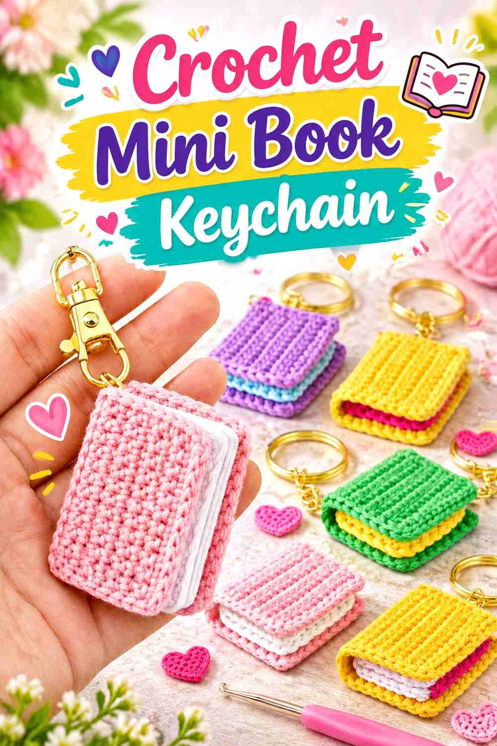 17. Crochet Mini Book Keychain