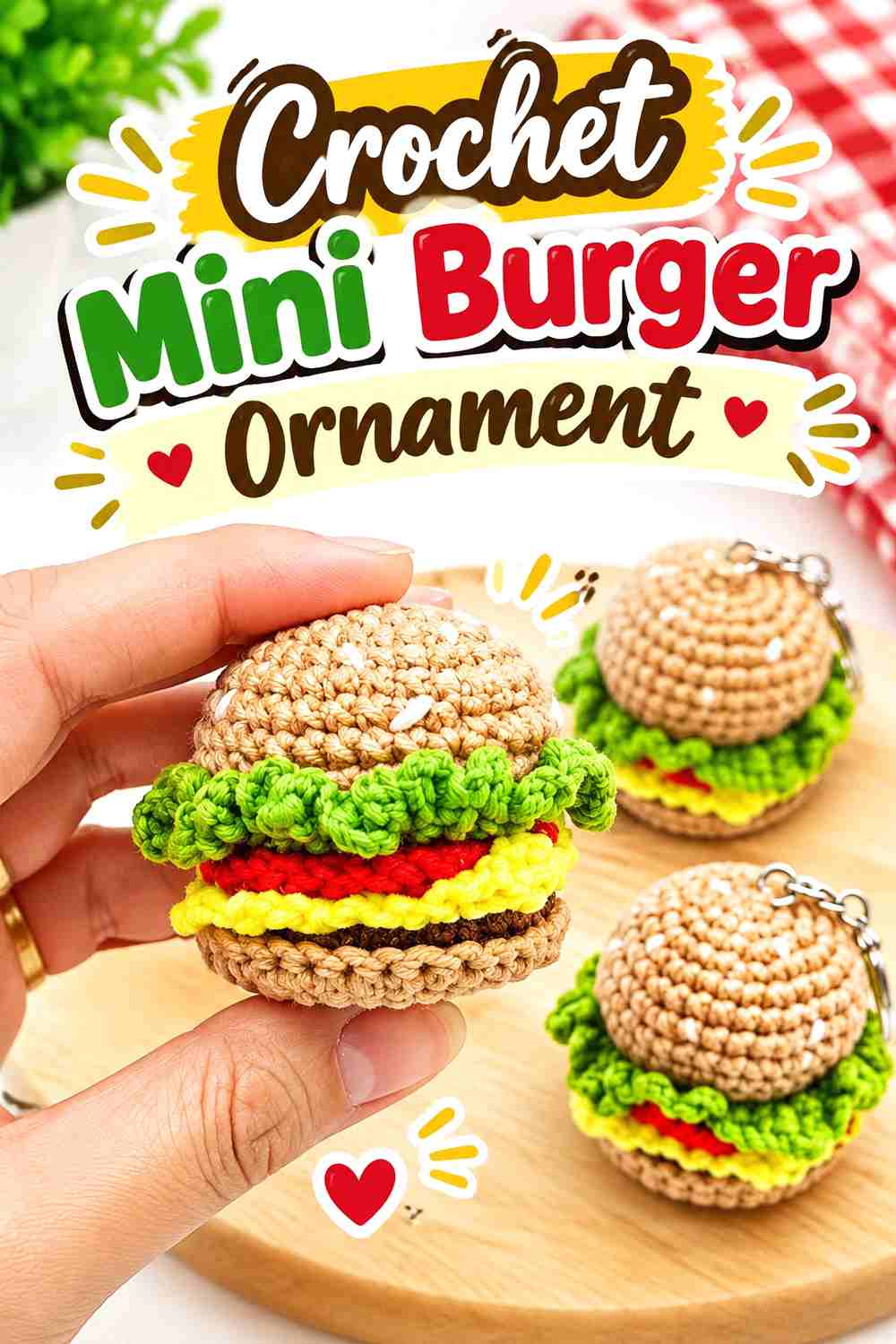 16. Crochet Mini Burger Ornament