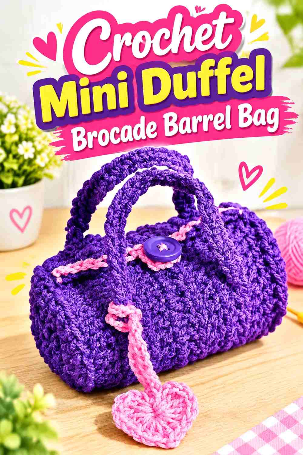 4. Crochet Mini Duffel Brocade Barrel Bag