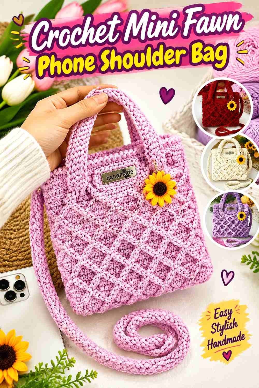 11. Crochet Mini Fawn Phone Shoulder Bag