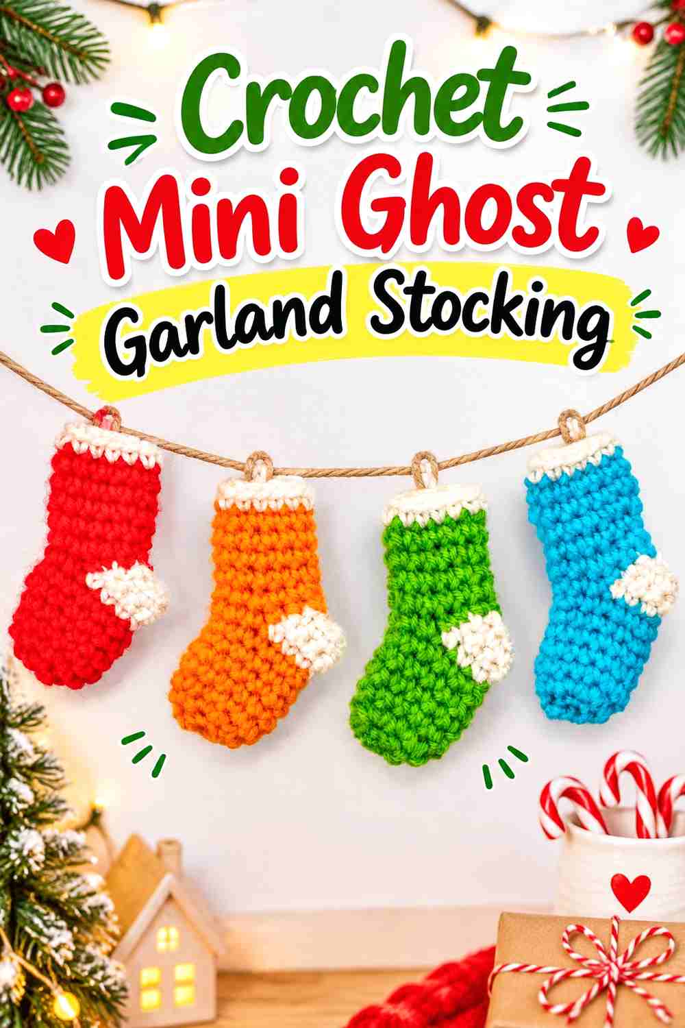 3. Crochet Mini Ghost Garland Stocking