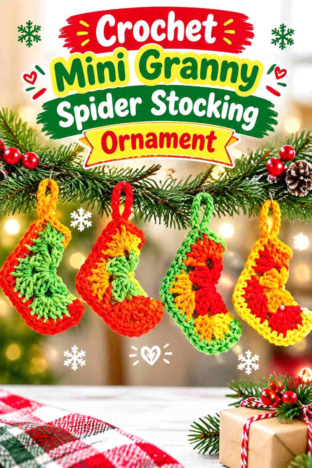 14. Crochet Mini Granny Spider Stocking Ornament