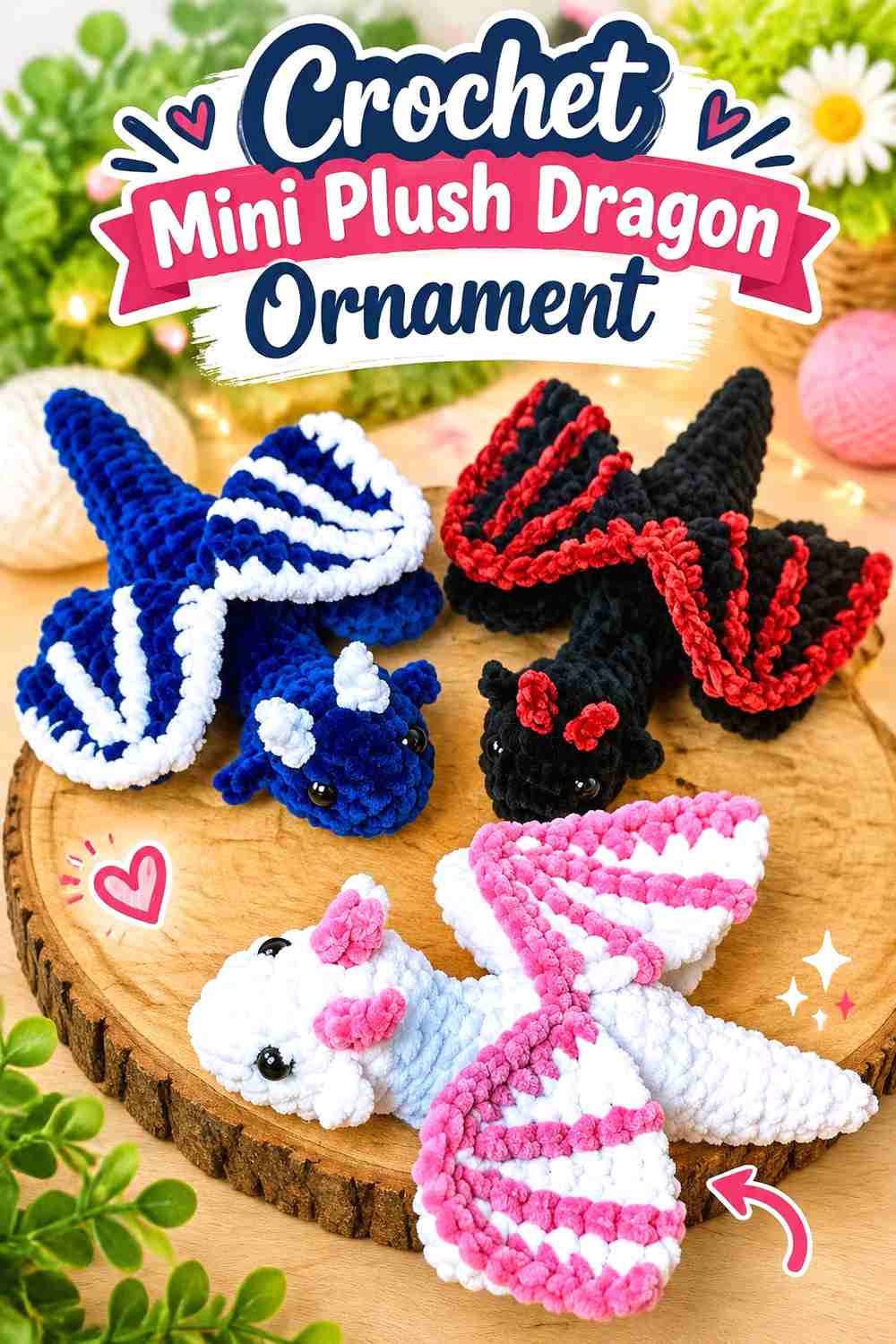 11. Crochet Mini Plush Dragon Ornament