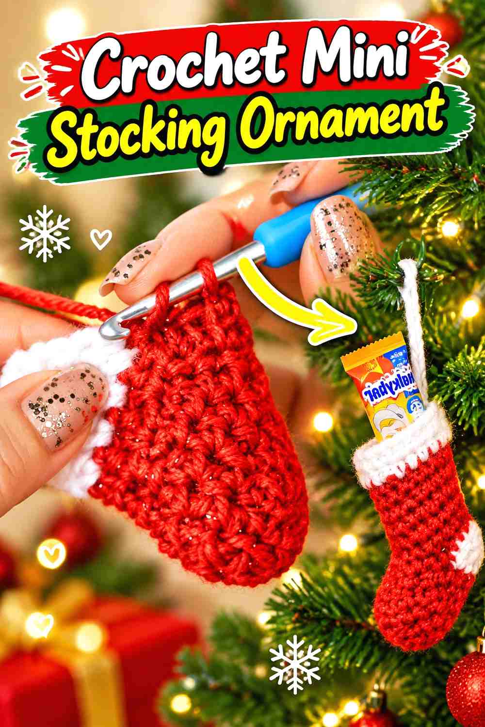 12. Crochet Mini Stocking Ornament