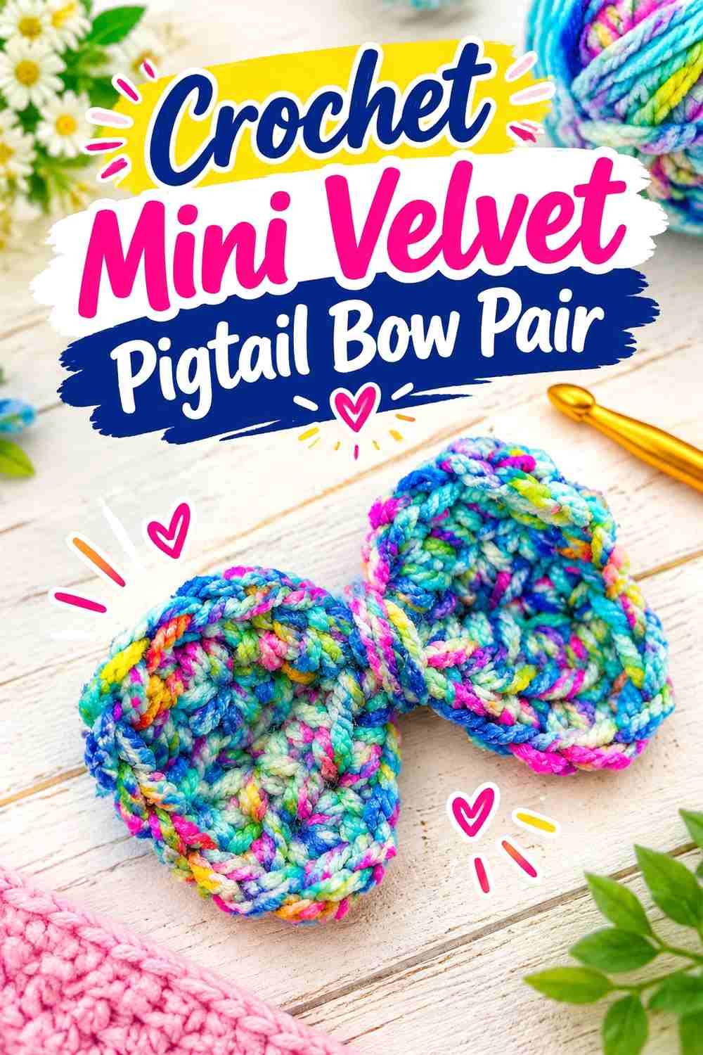 4. Crochet Mini Velvet Pigtail Bow Pair