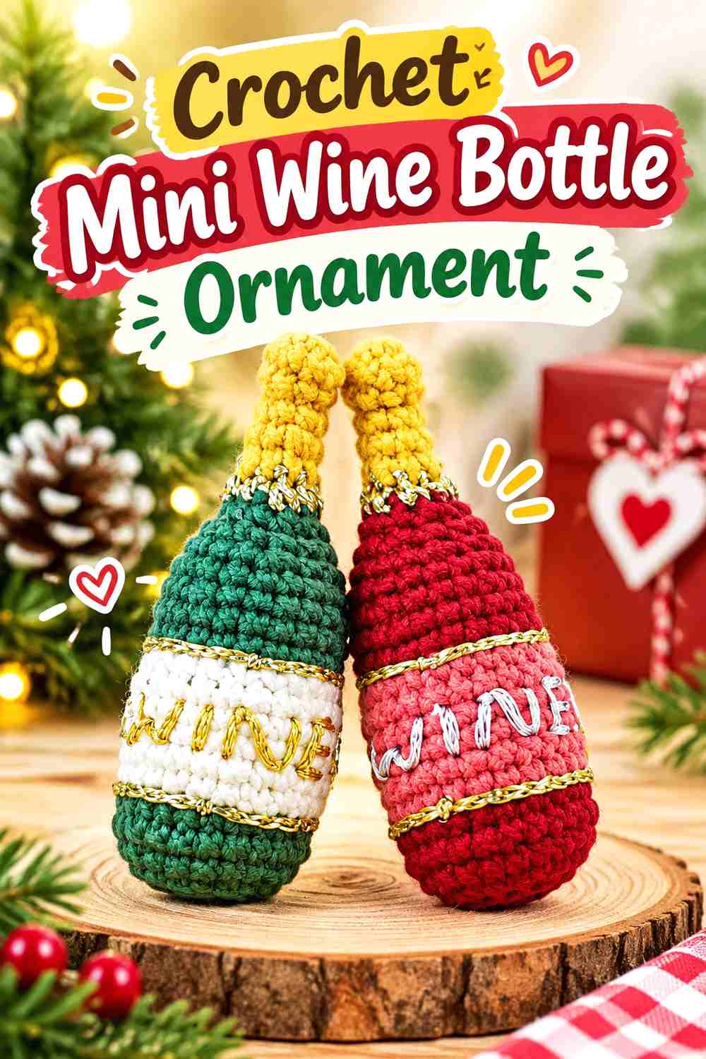 6. Crochet Mini Wine Bottle Ornament