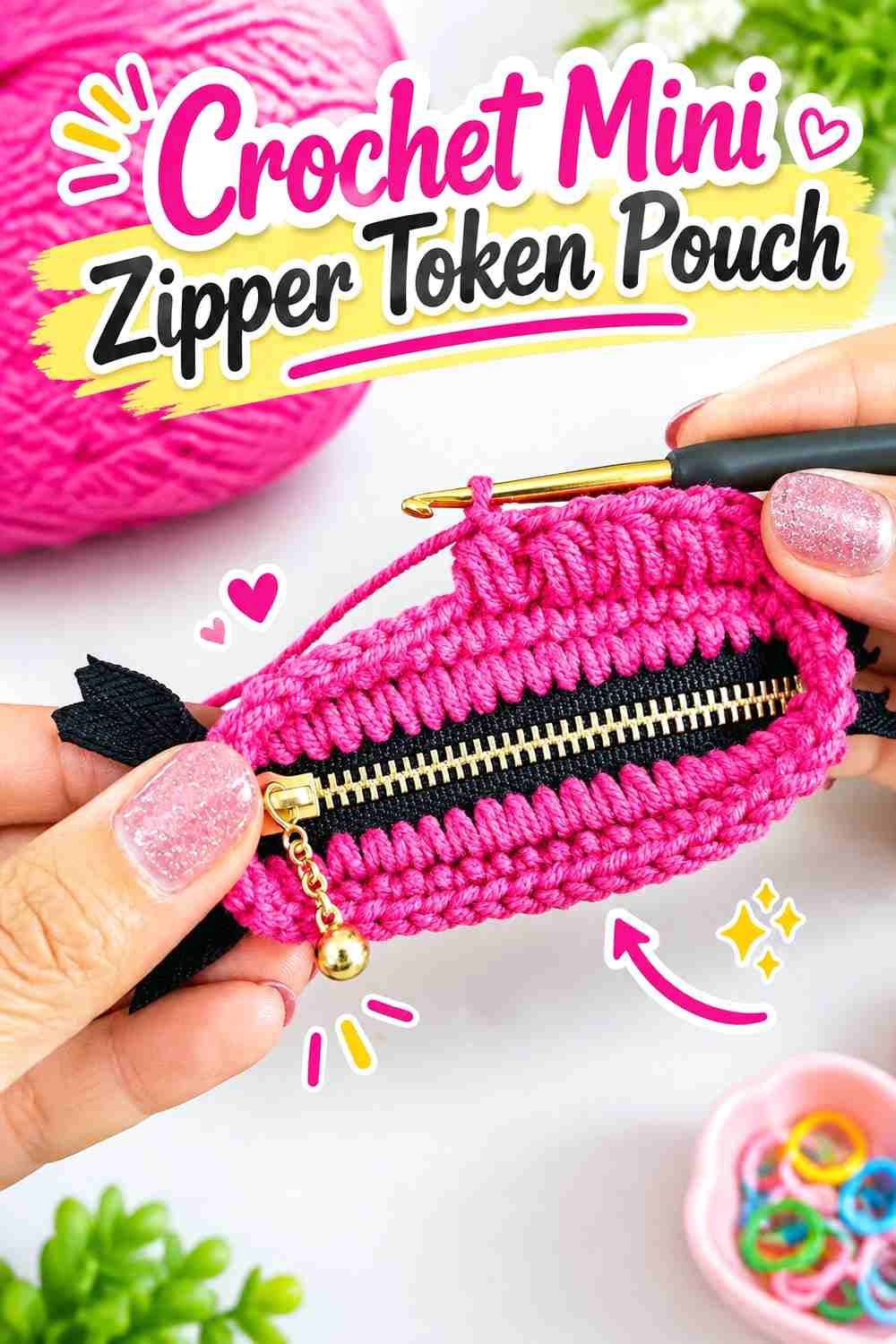 14. Crochet Mini Zipper Token Pouch