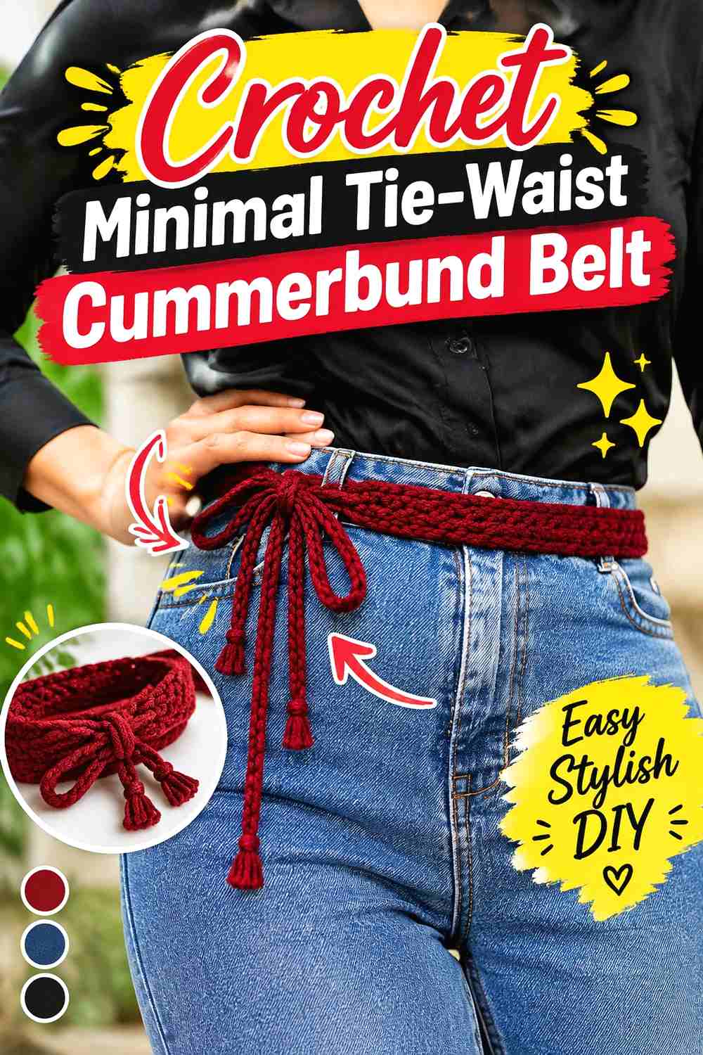 12. Crochet Minimal Tie Waist Cummerbund Belt