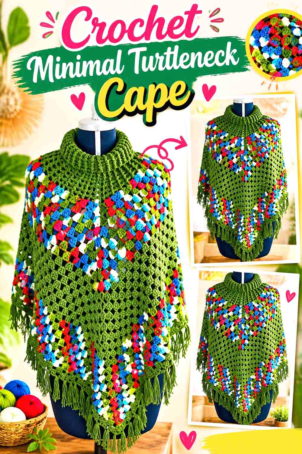 7. Crochet Minimal Turtleneck Cape