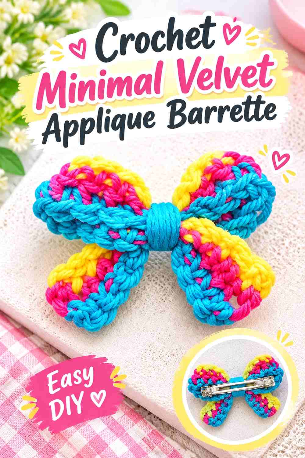 8. Crochet Minimal Velvet Applique Barrette