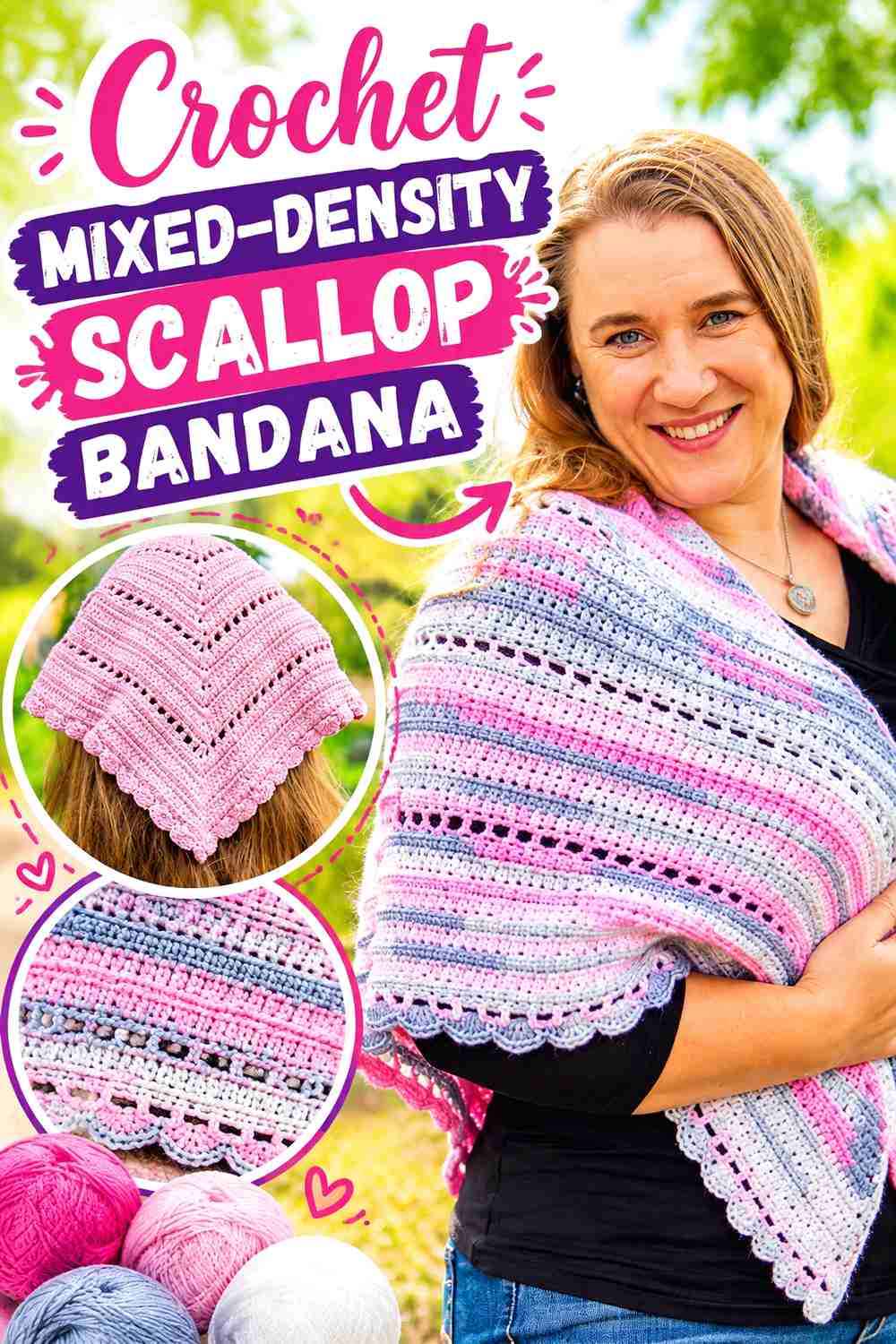 9. Crochet Mixed Density Scallop Bandana