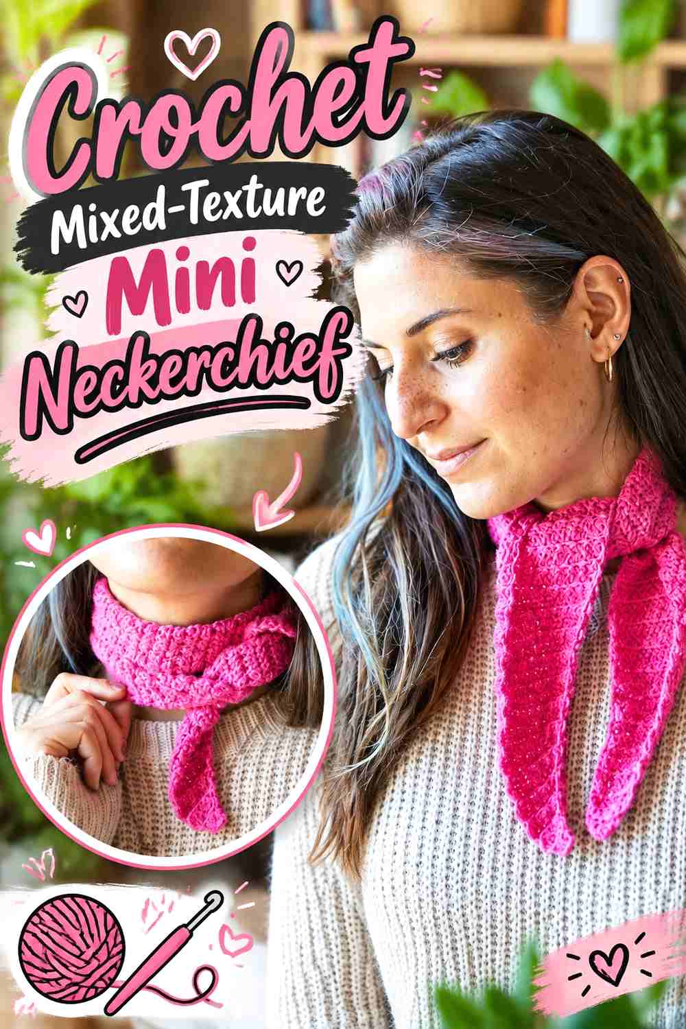 8. Crochet Mixed Texture Mini Neckerchief