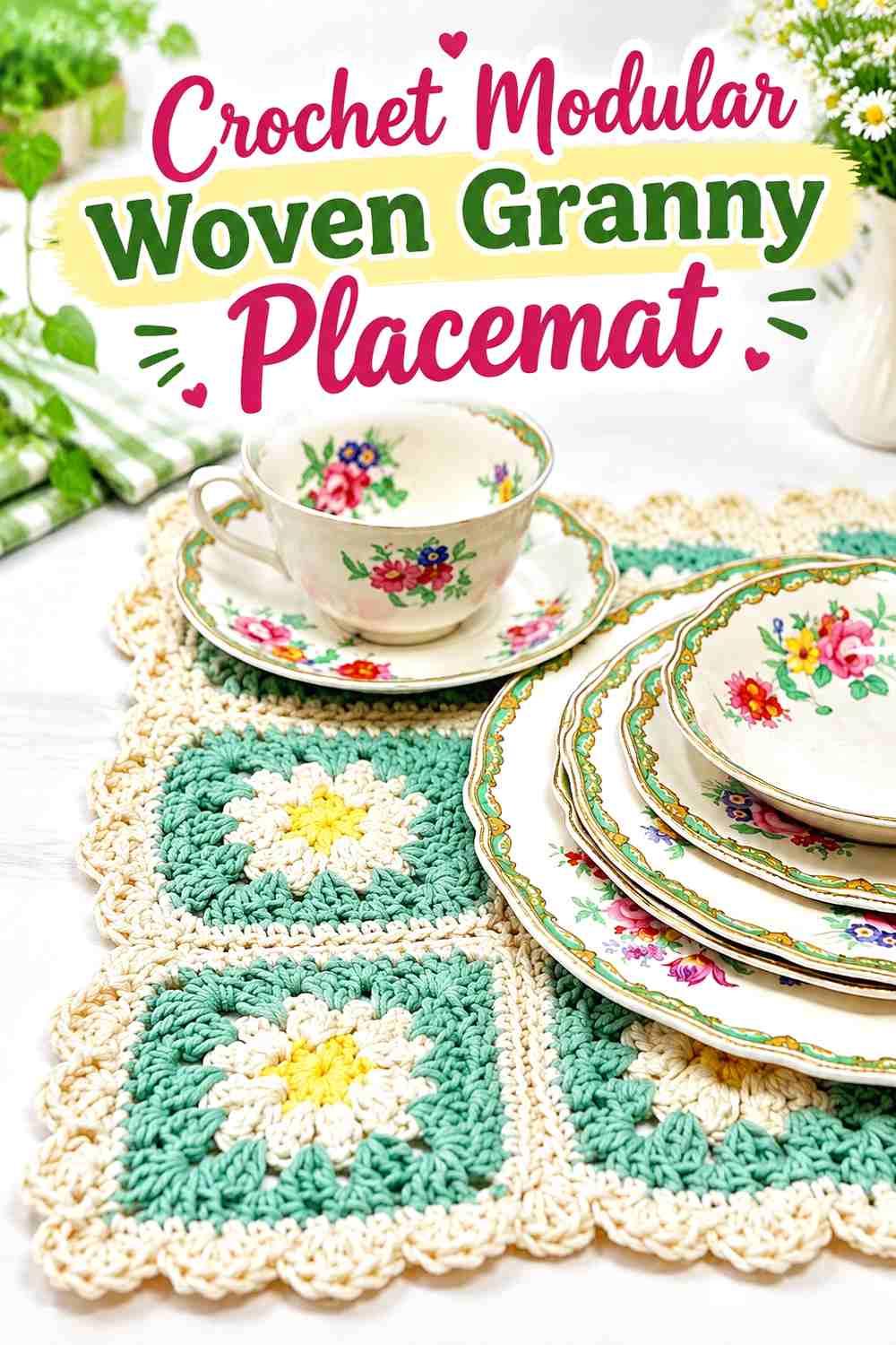 10. Crochet Modular Woven Granny Placemat