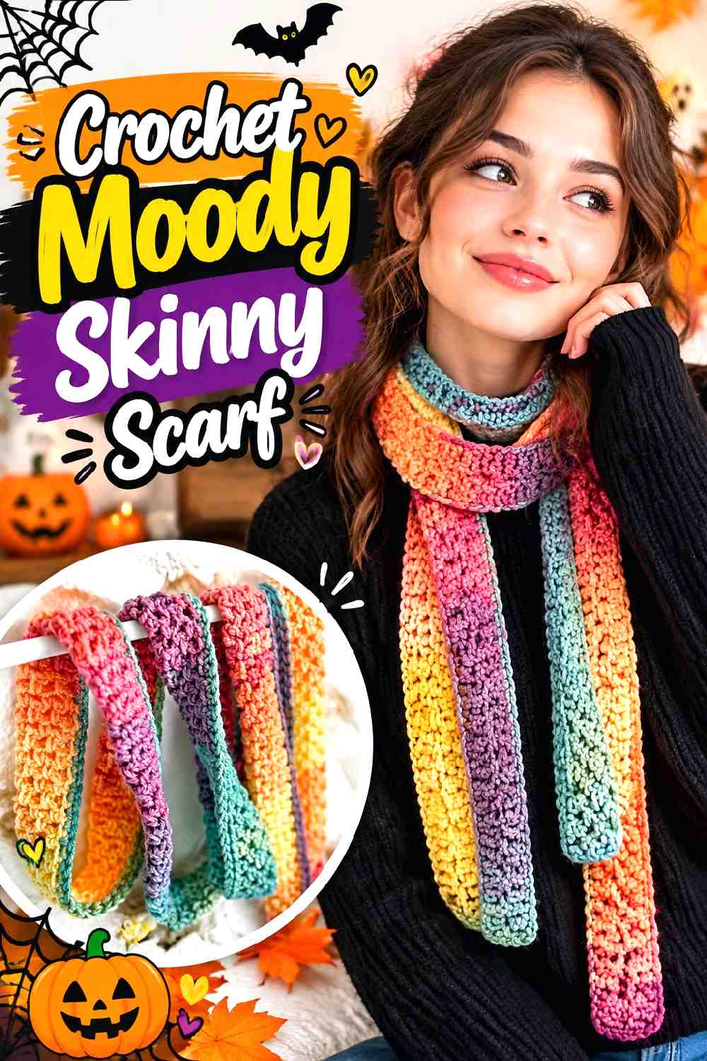 9. Crochet Moody Skinny Scarf