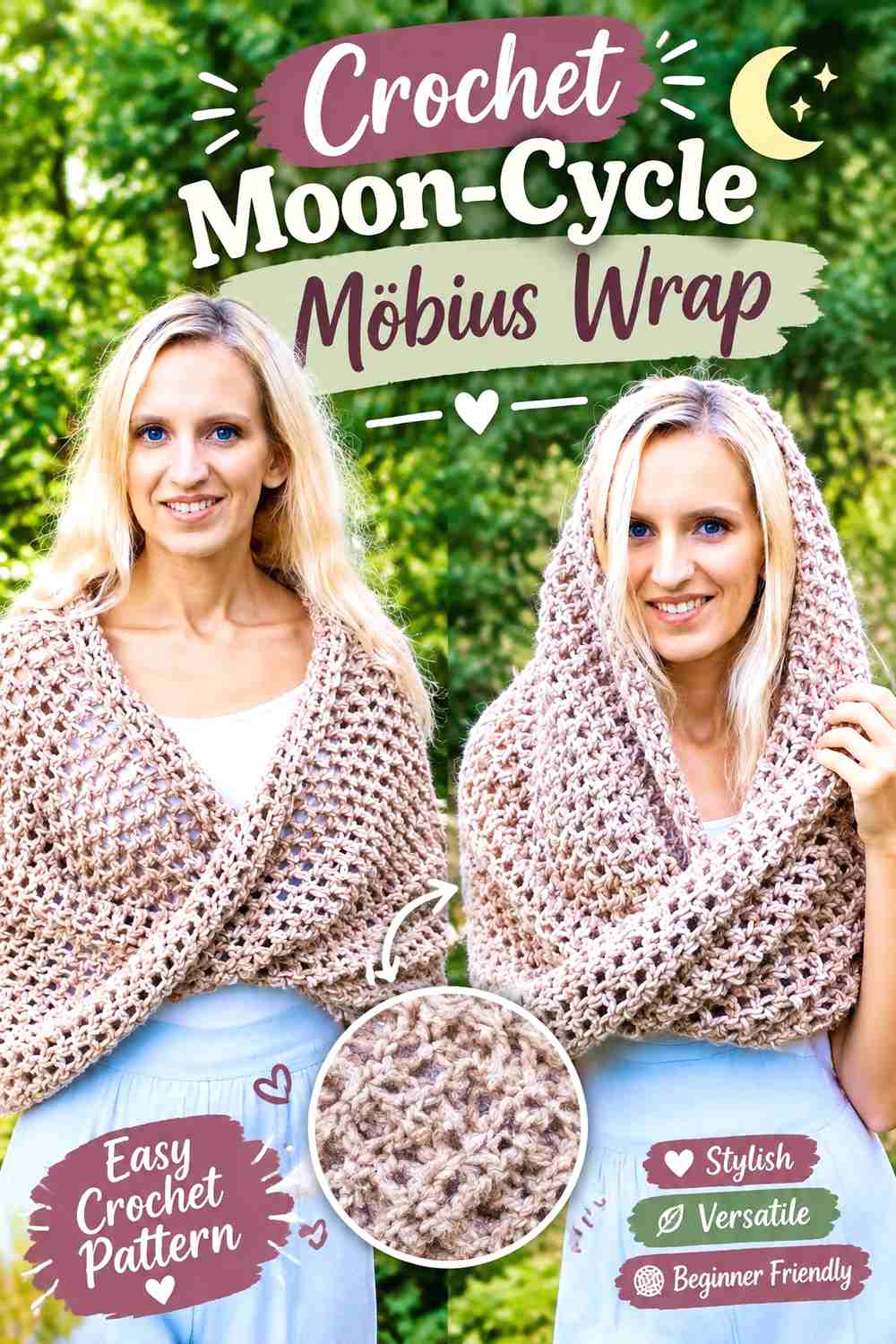 12. Crochet Moon Cycle Mobius Wrap
