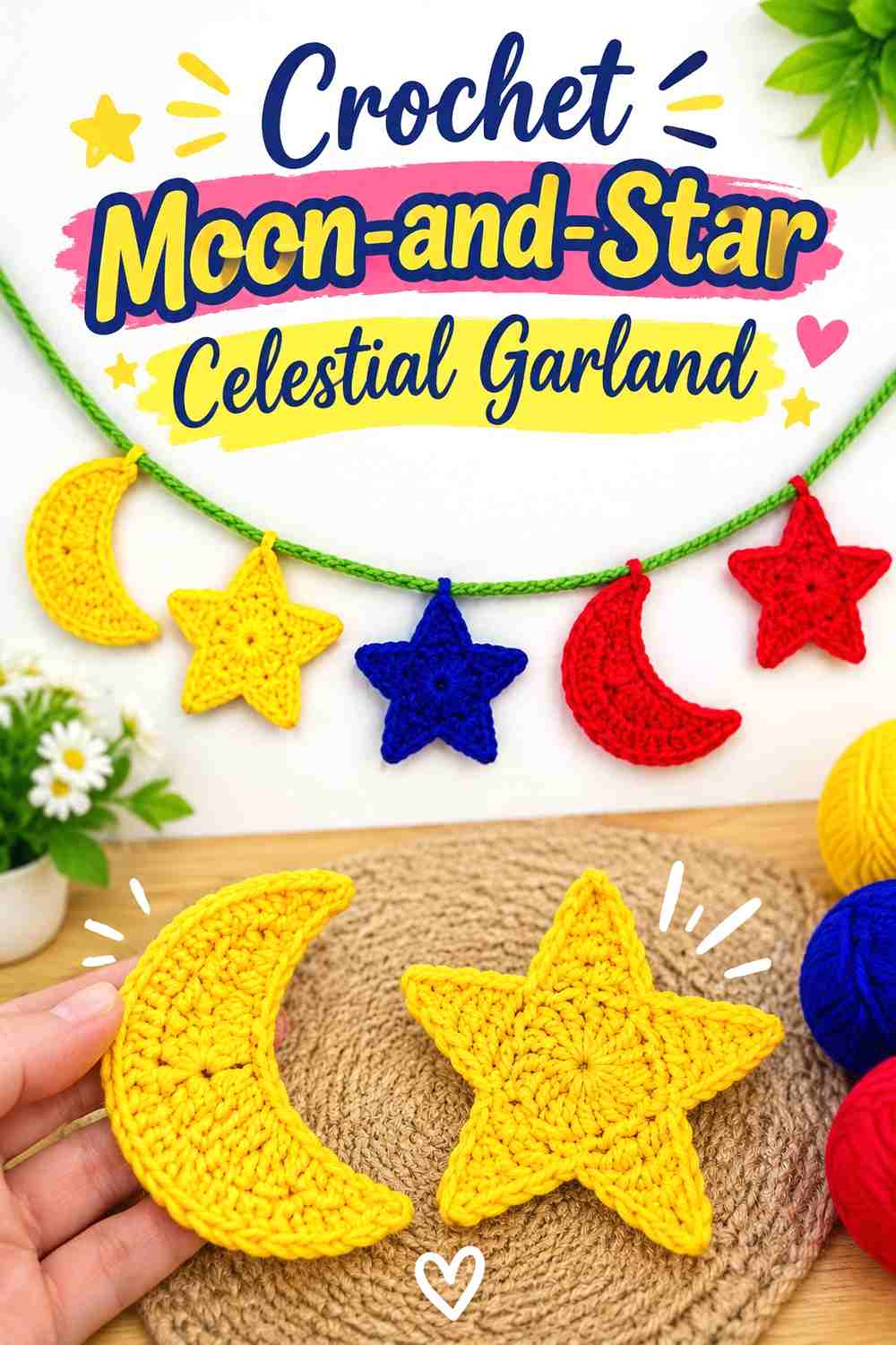 3. Crochet Moon And Star Celestial Garland