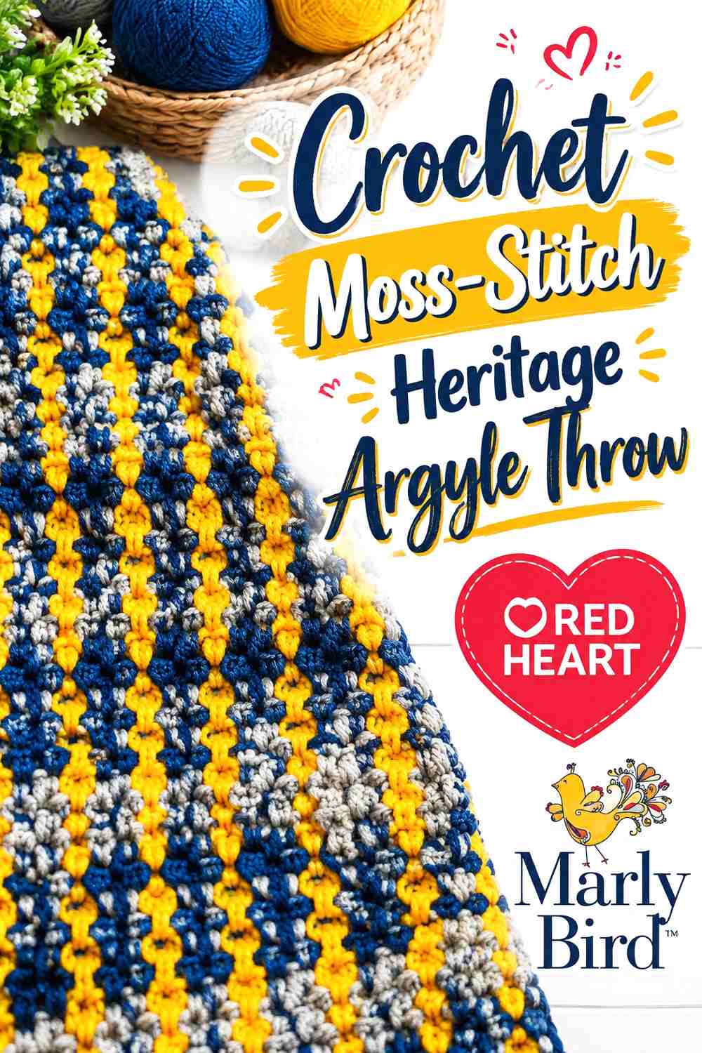 4. Crochet Moss-Stitch Heritage Argyle Throw