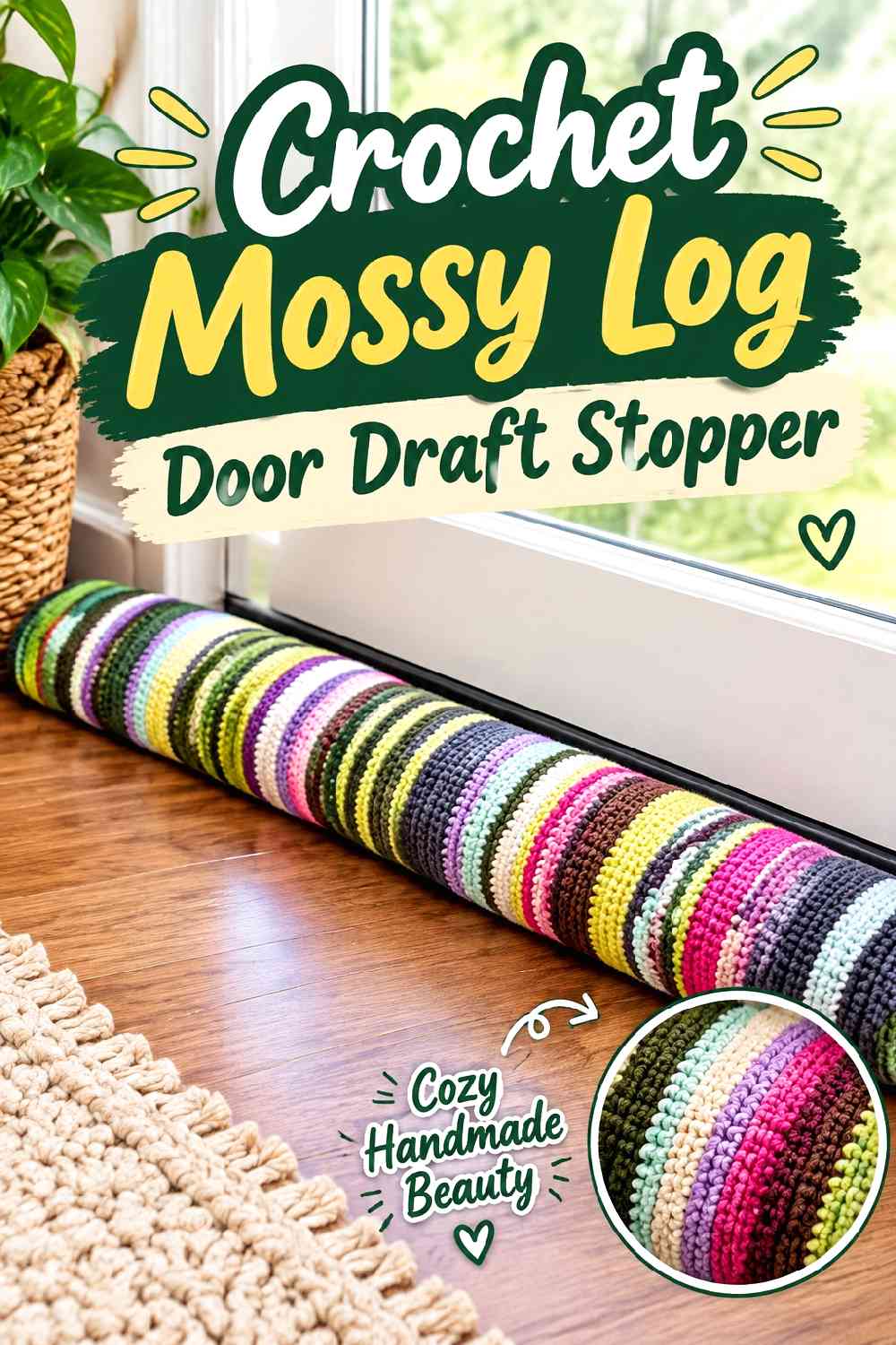 1. Crochet Mossy Log Door Draft Stopper