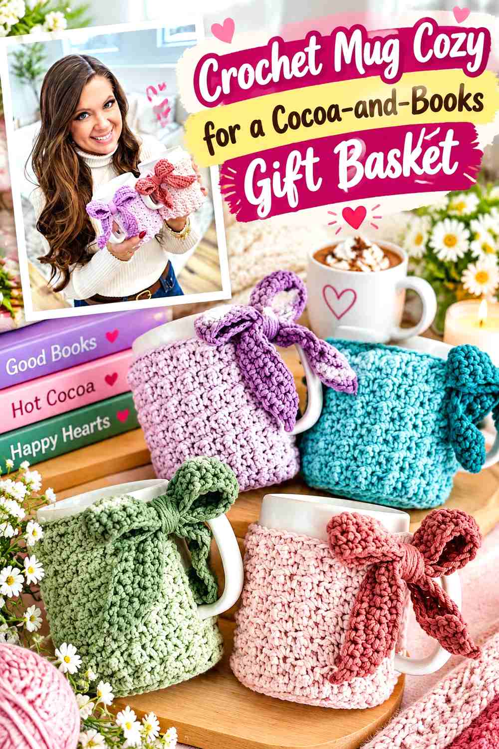 5. Crochet Mug Cozy for a Cocoa-and-Books Gift Basket