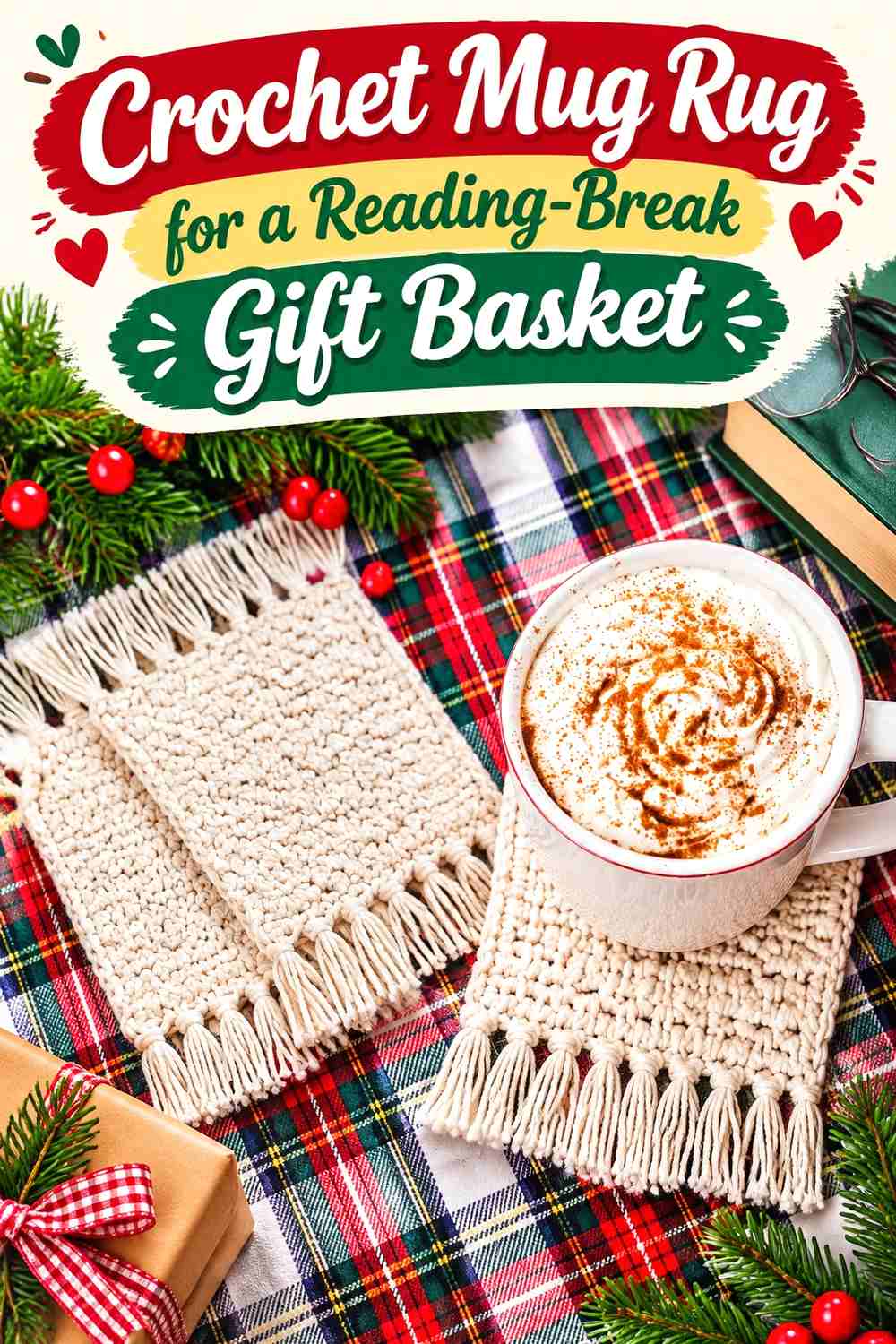 6. Crochet Mug Rug for a Reading-Break Gift Basket