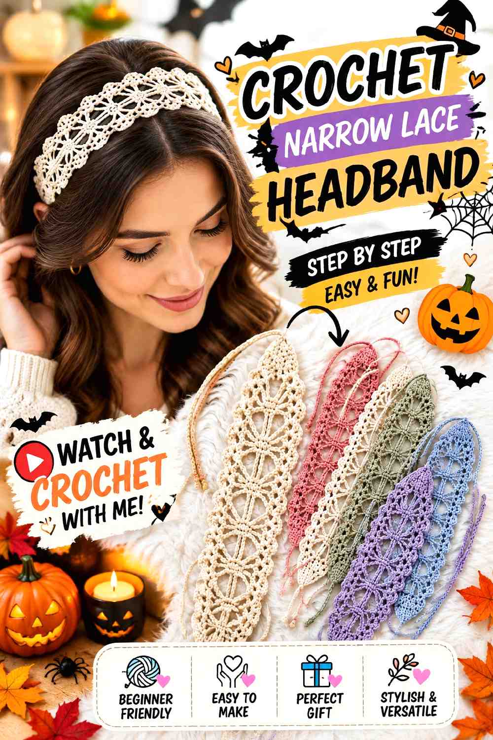 7. Crochet Narrow Lace Headband