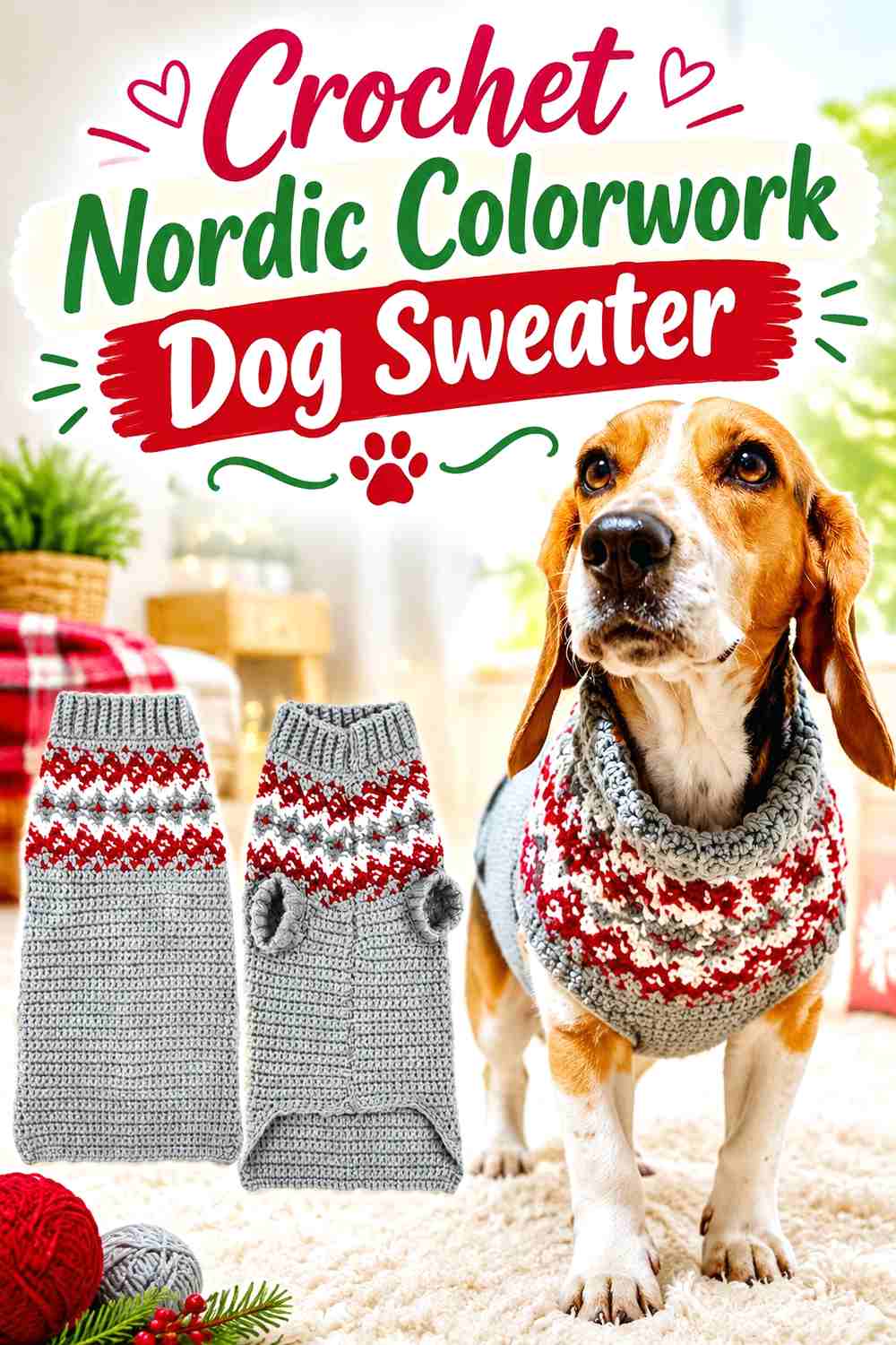 11. Crochet Nordic Colorwork Dog Sweater