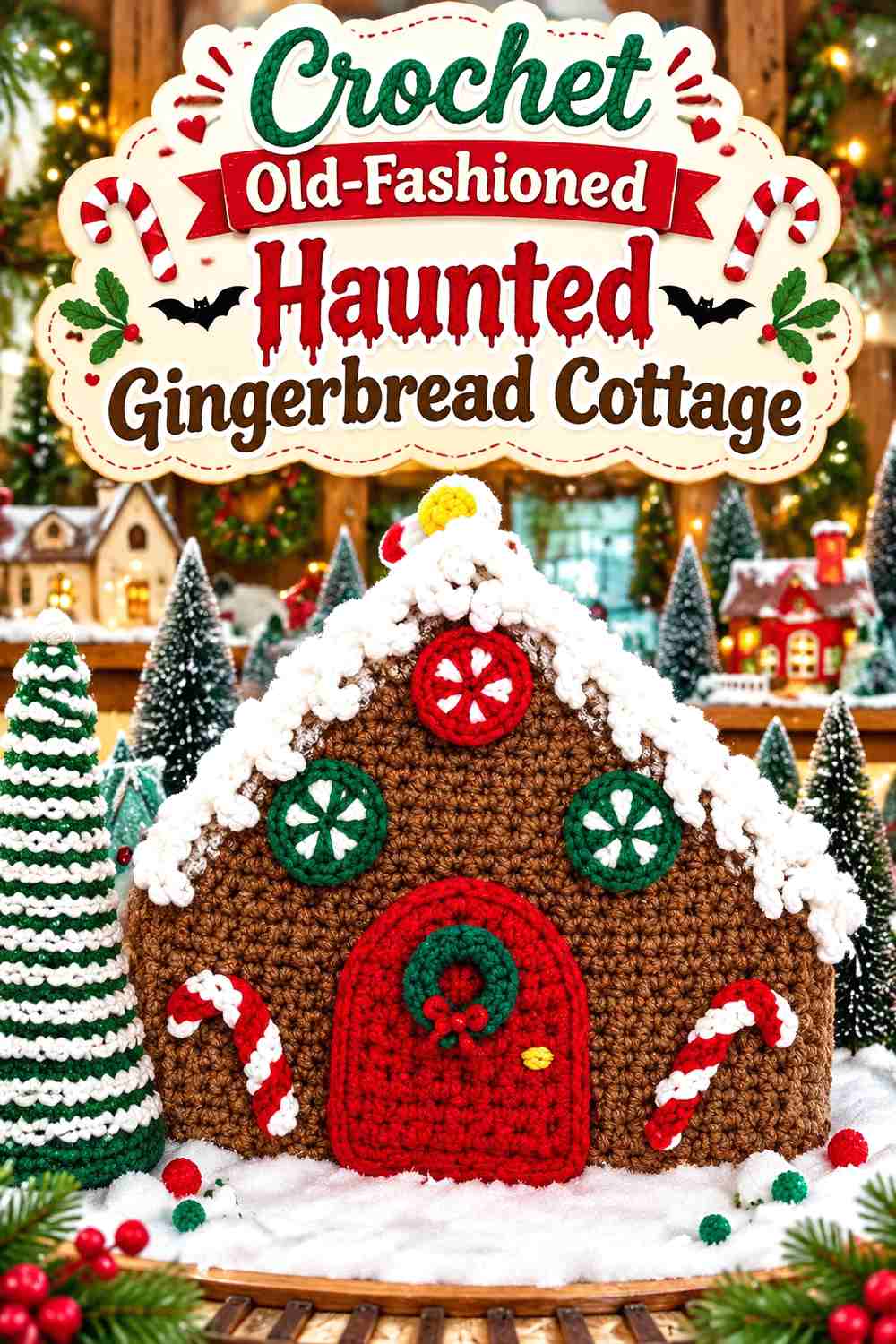 13. Crochet Old-Fashioned Haunted Gingerbread Cottage