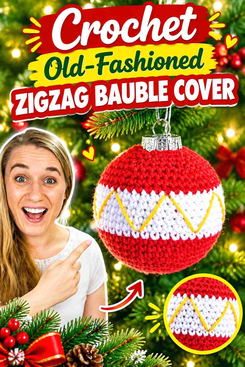 15. Crochet Old-Fashioned Zigzag Bauble Cover