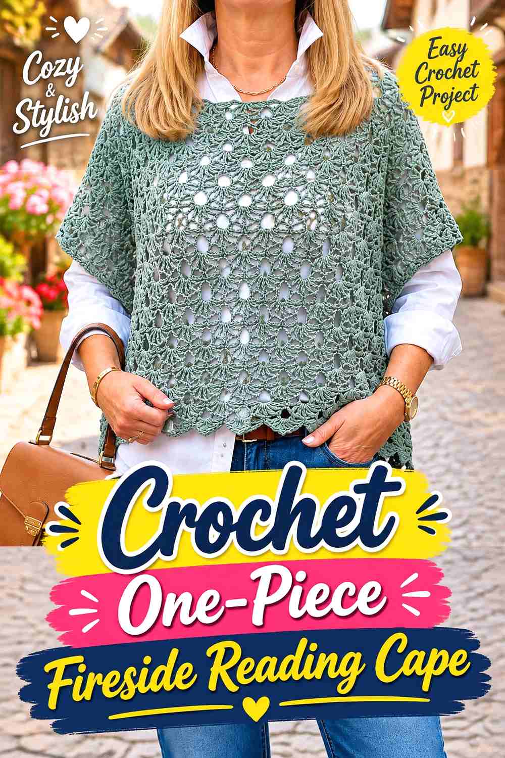 4. Crochet One-Piece Fireside Reading Cape