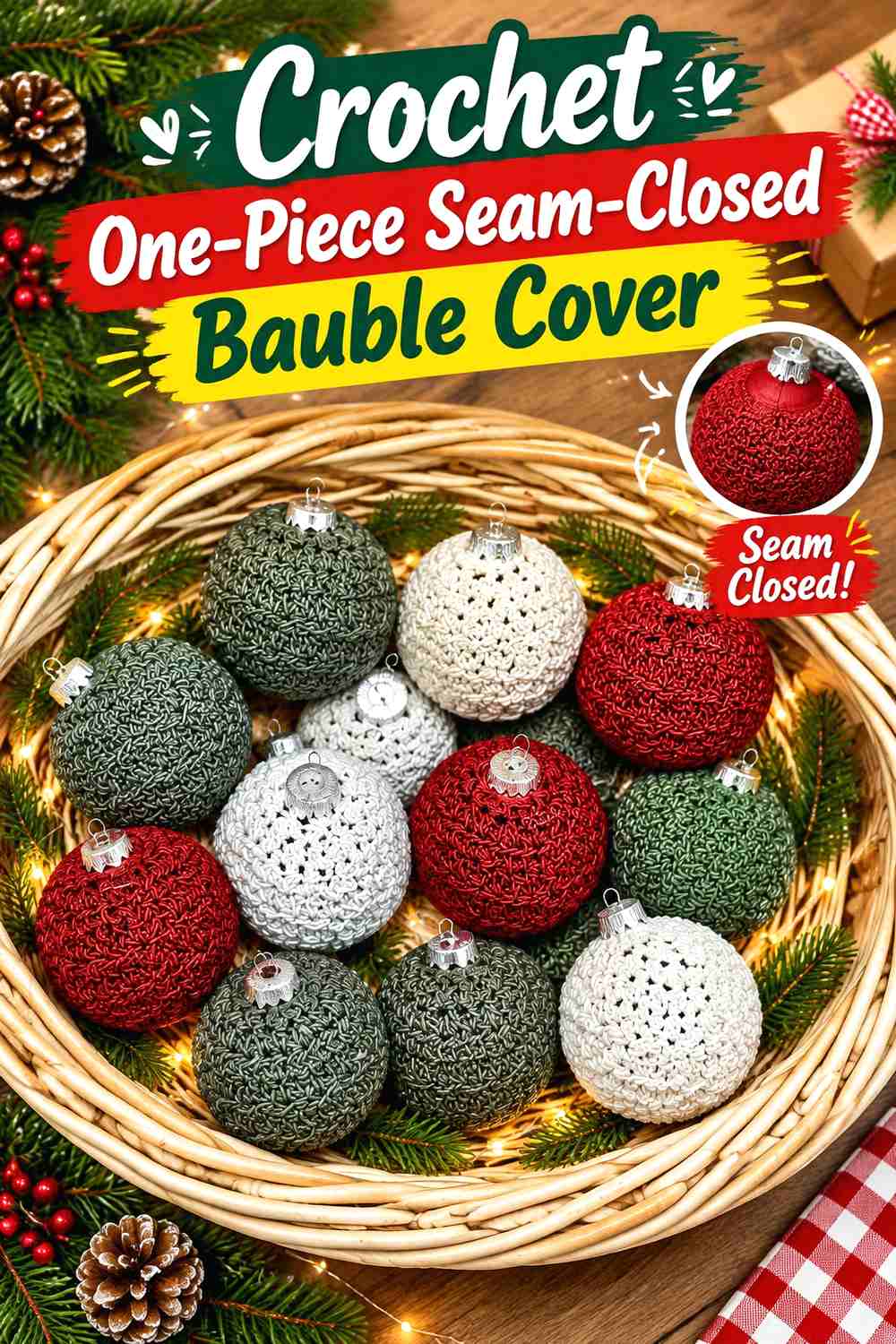 3. Crochet One-Piece Seam-Closed Bauble Cover