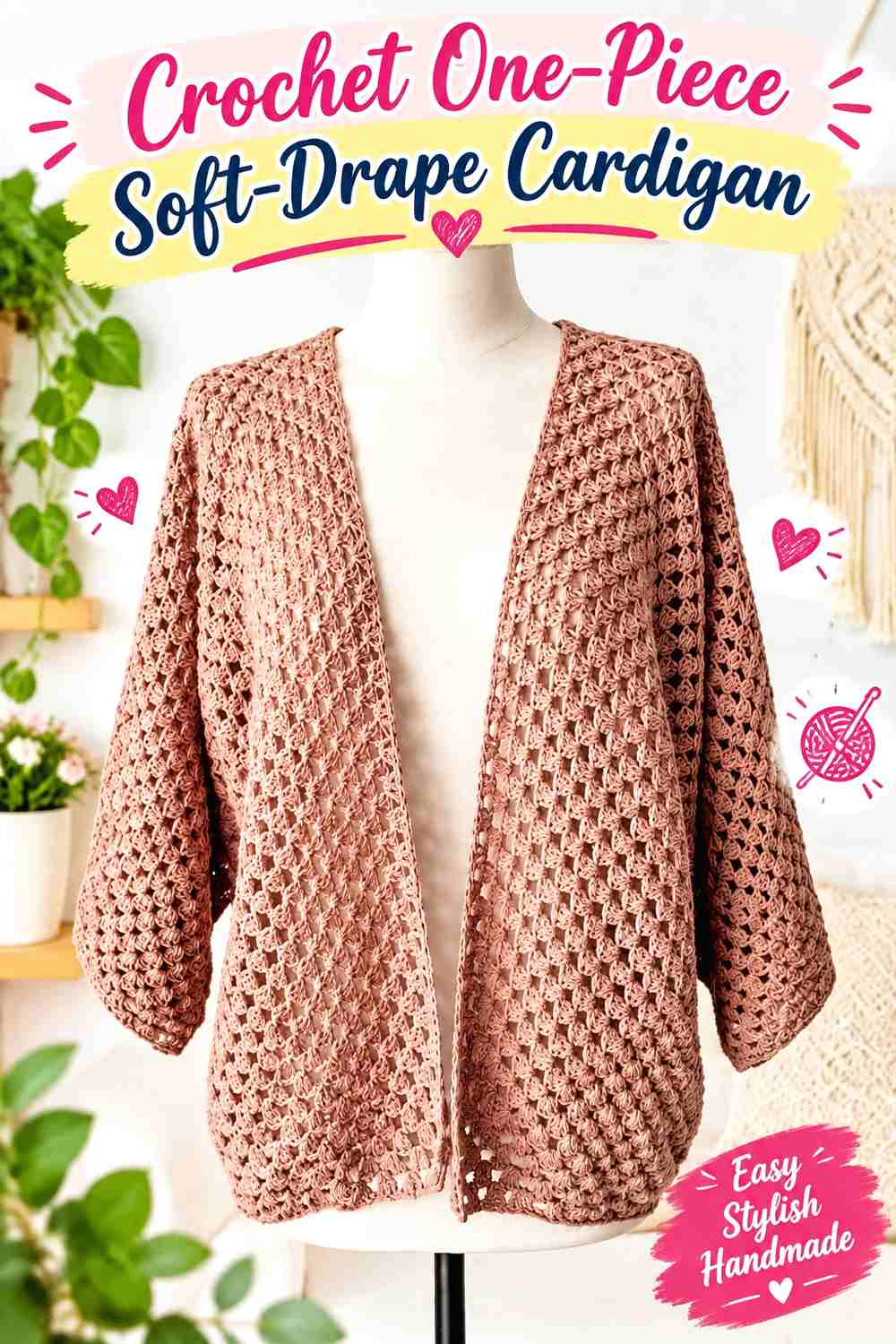 10. Crochet One-Piece Soft-Drape Cardigan