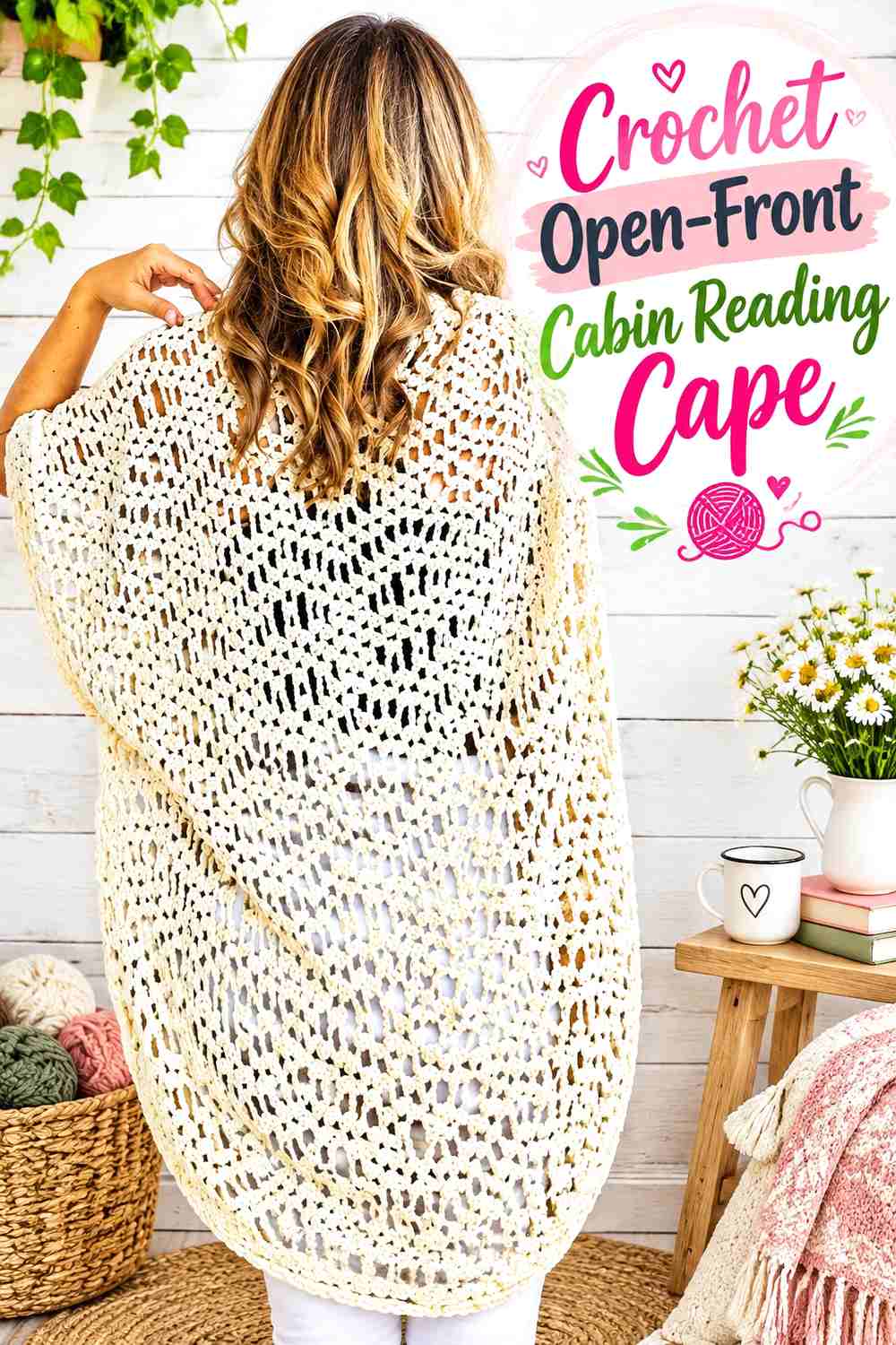 14. Crochet Open-Front Cabin Reading Cape