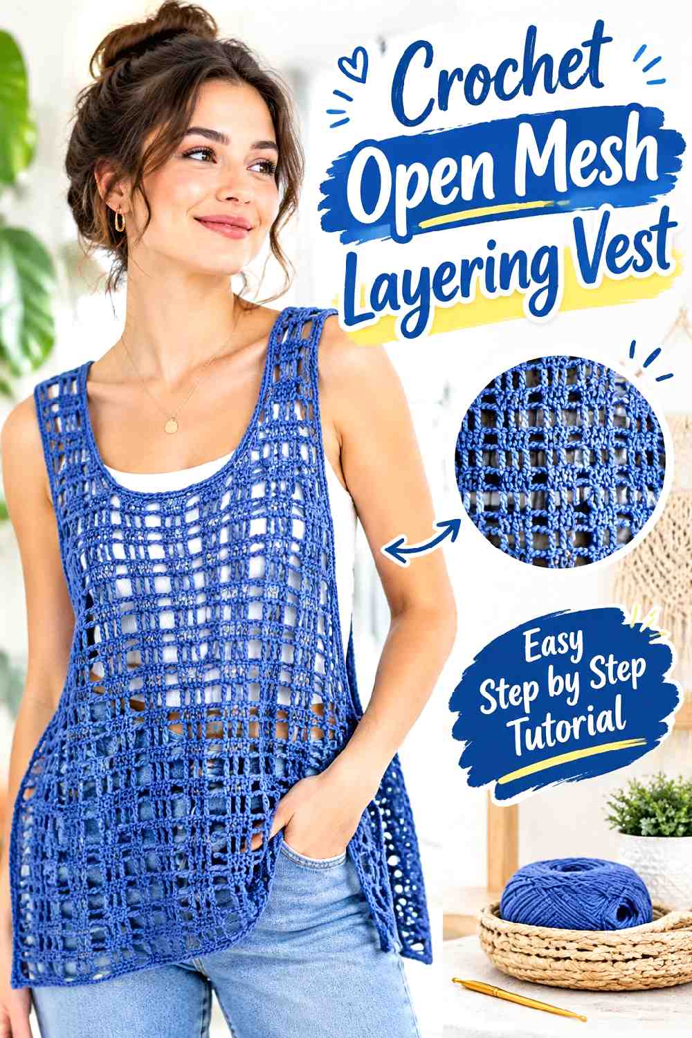 12. Crochet Open Mesh Layering Vest