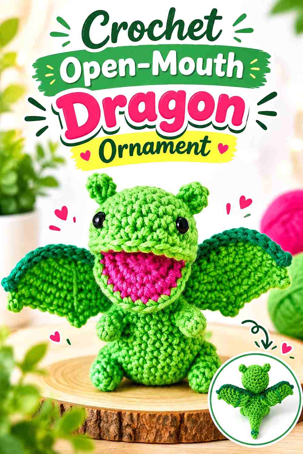 8. Crochet Open-Mouth Dragon Ornament