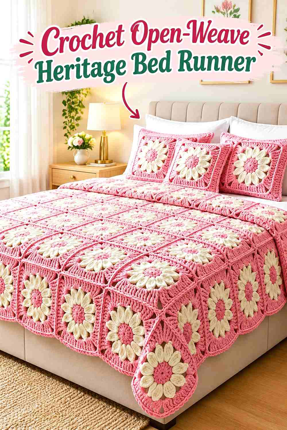 16. Crochet Open-Weave Heritage Bed Runner