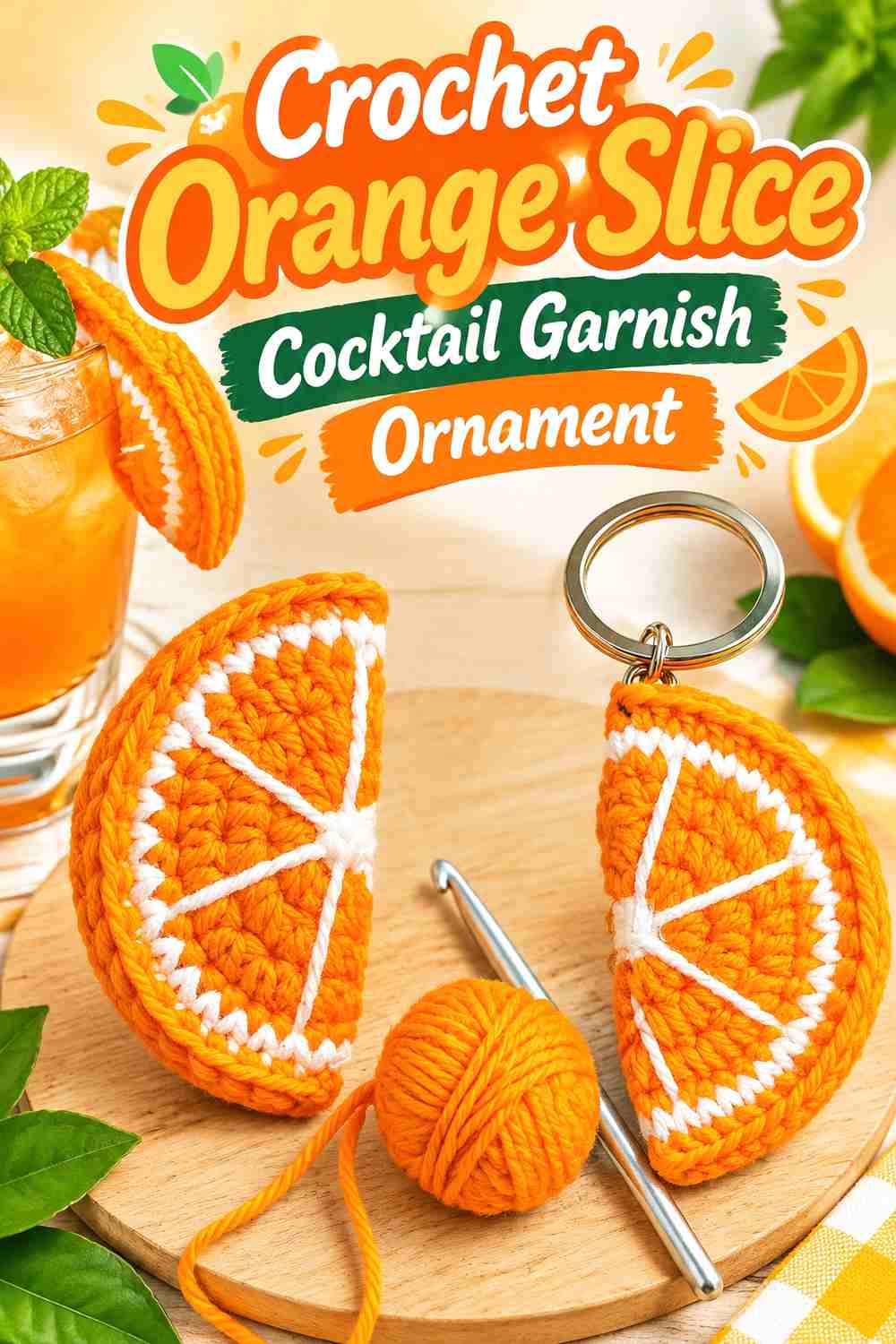 8. Crochet Orange Slice Cocktail Garnish Ornament