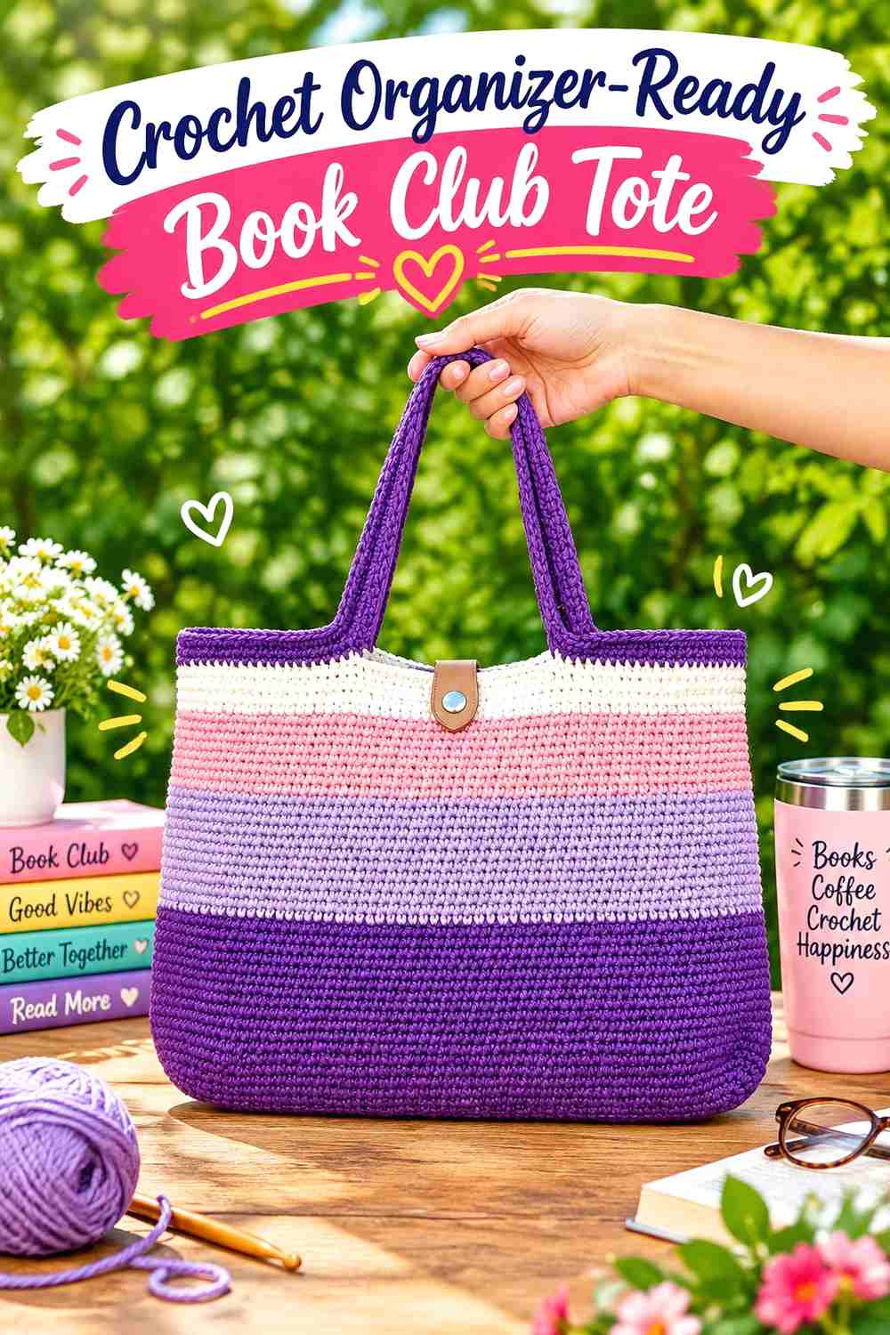 3. Crochet Organizer-Ready Book Club Tote