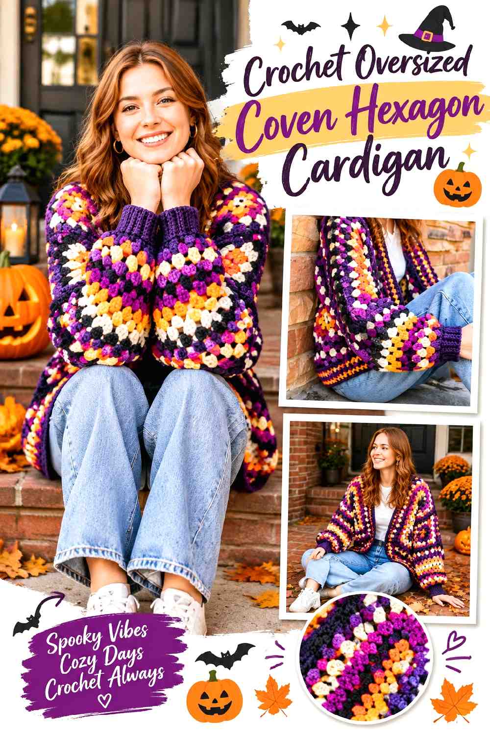Crochet Oversized Coven Hexagon Cardigan