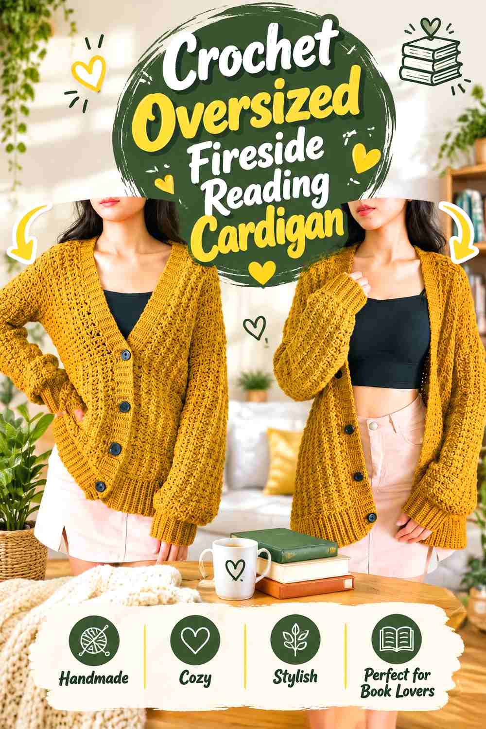 12. Crochet Oversized Fireside Reading Cardigan