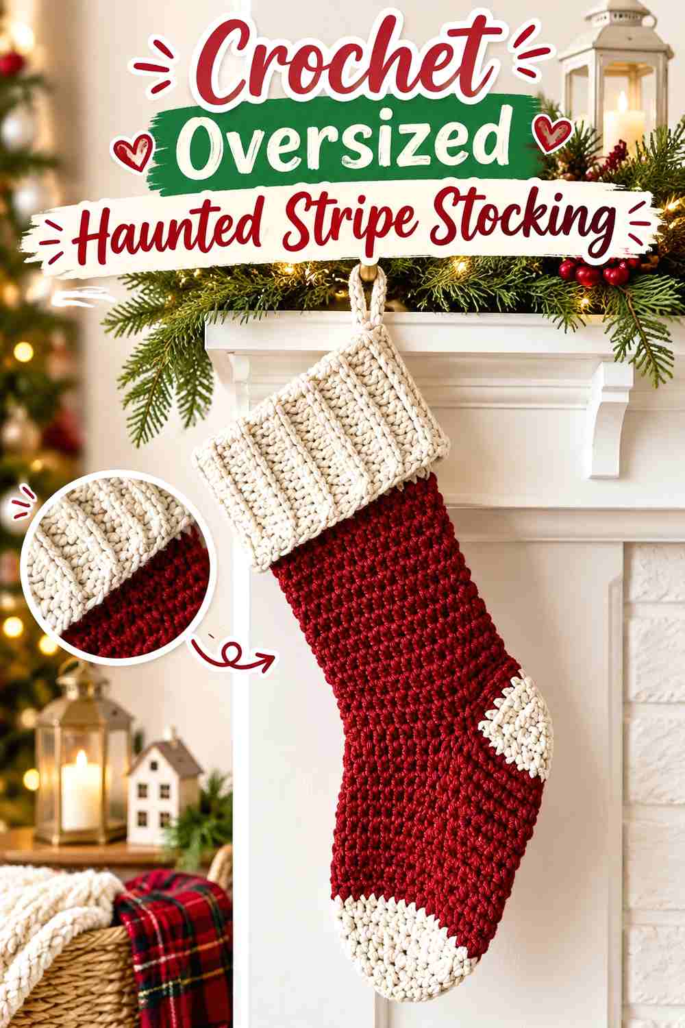 12. Crochet Oversized Haunted Stripe Stocking