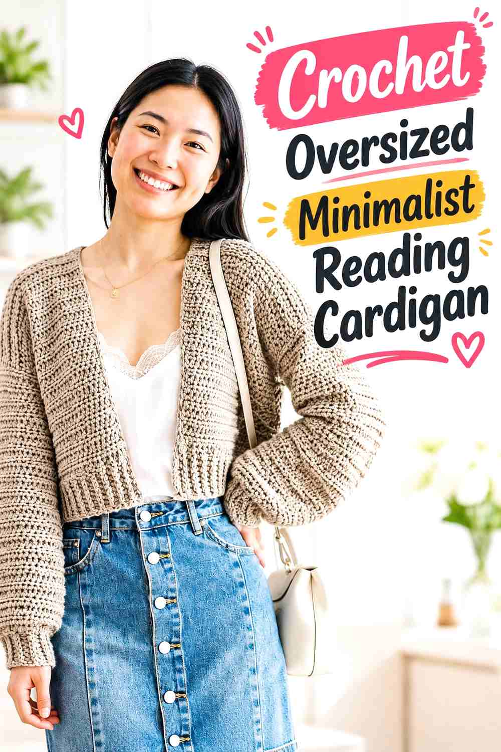 7. Crochet Oversized Minimalist Reading Cardigan