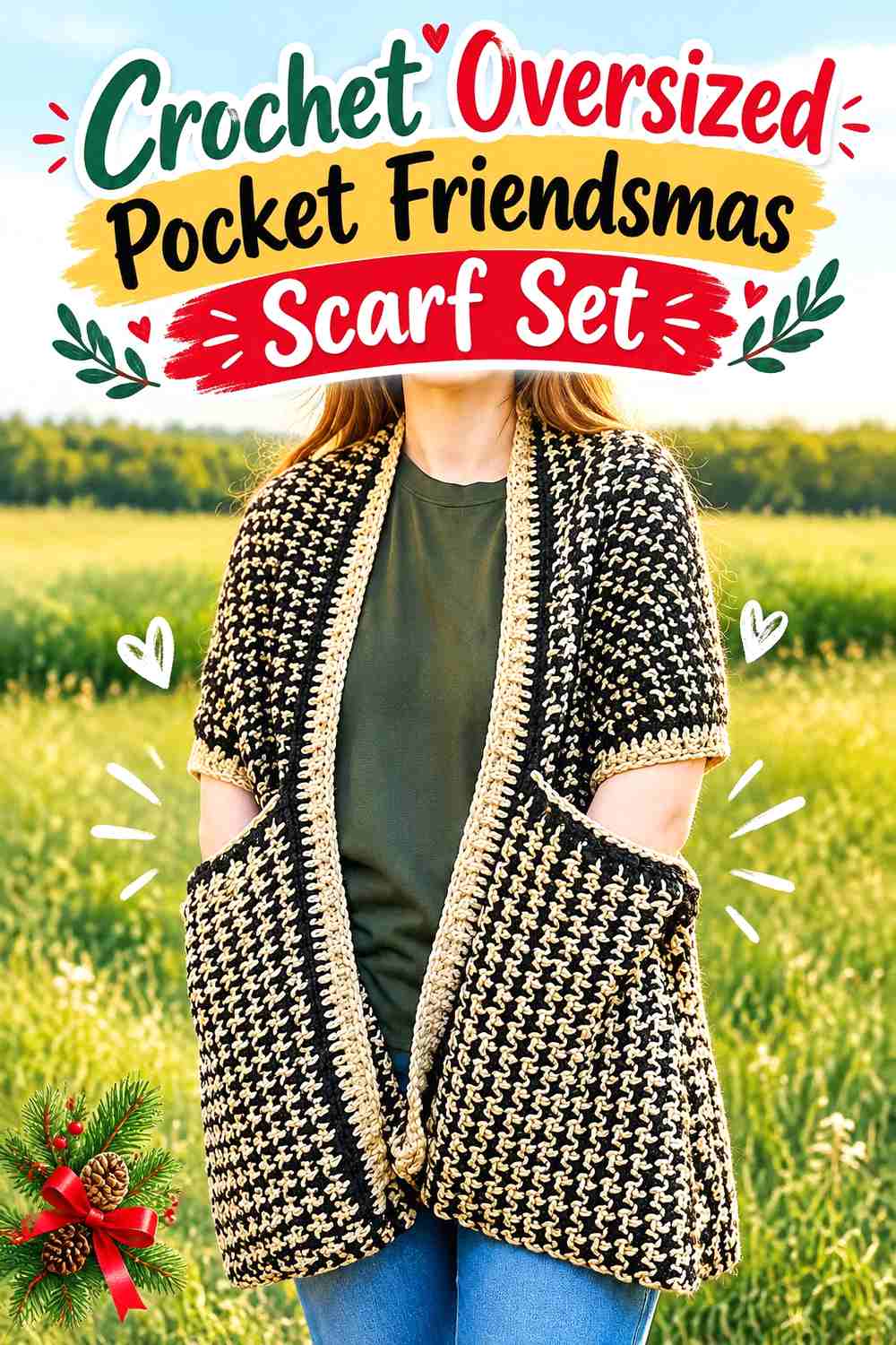 17. Crochet Oversized Pocket Friendsmas Scarf Set