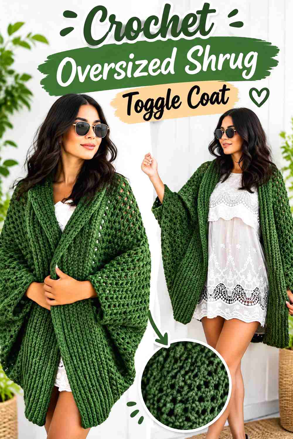 13. Crochet Oversized Shrug Toggle Coat