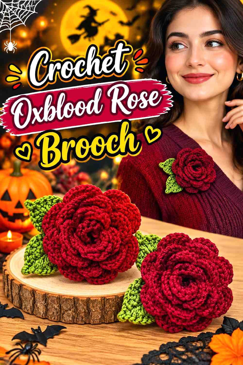 2. Crochet Oxblood Rose Brooch