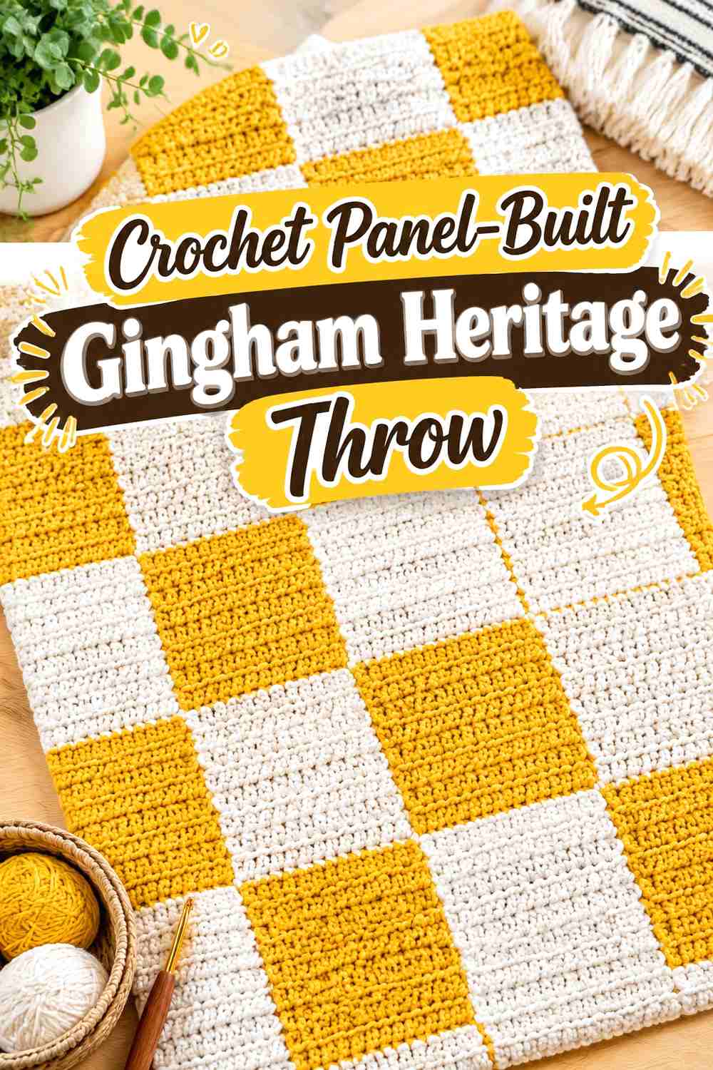 17. Crochet Panel-Built Gingham Heritage Throw
