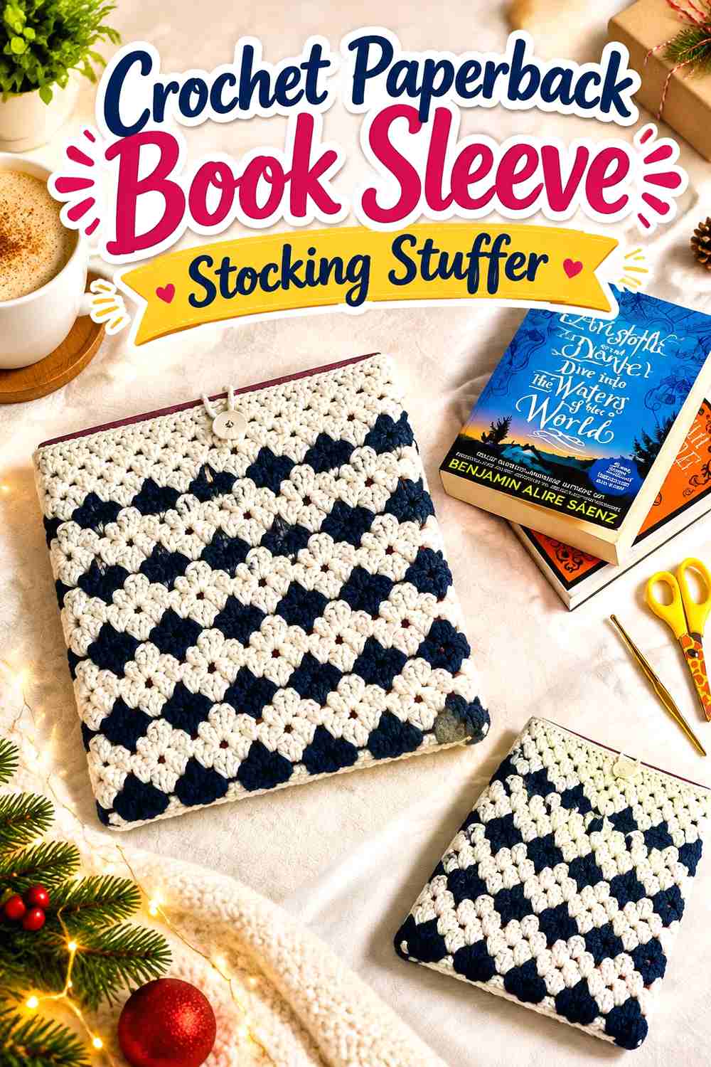 7. Crochet Paperback Book Sleeve Stocking Stuffer