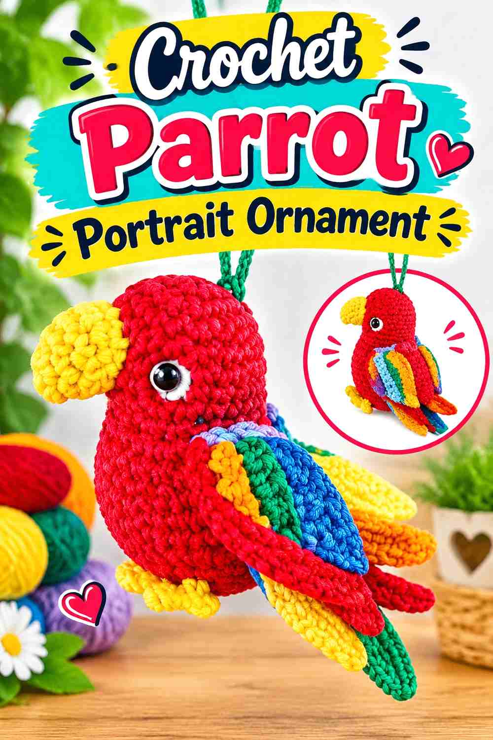 11. Crochet Parrot Portrait Ornament